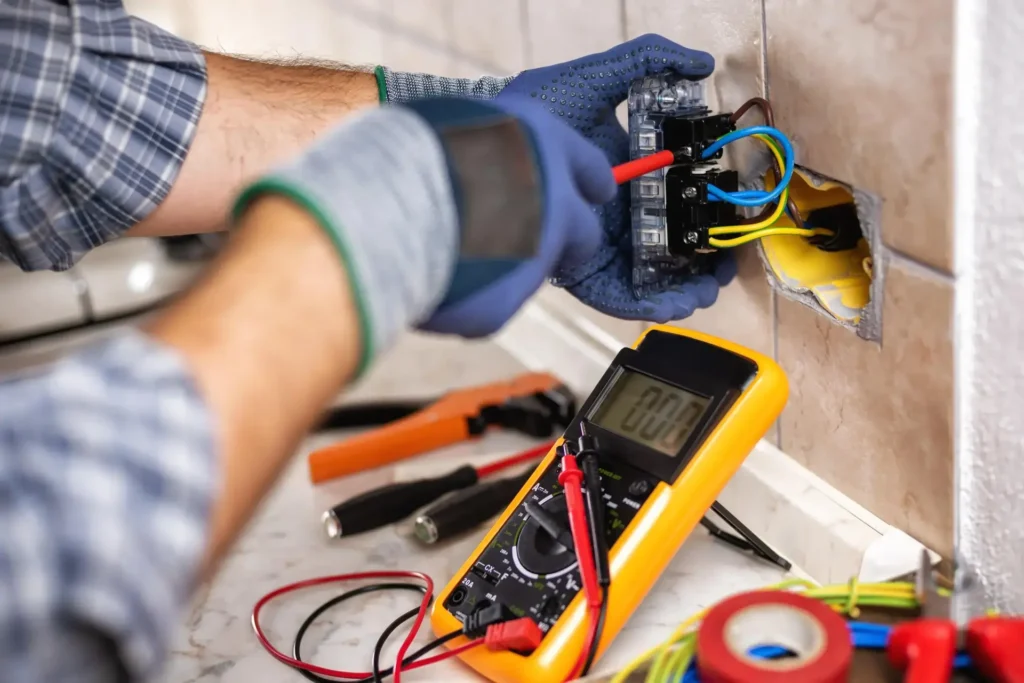 electrician installing a new socket